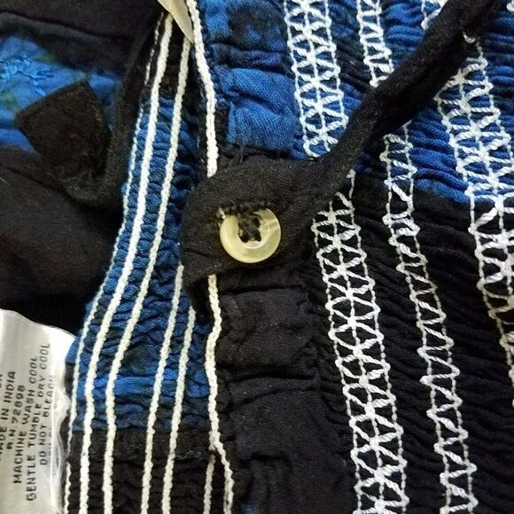 L.S.I. One Size (Small) Black Blue Pull On Rayon Sleeveless Casual Dress Beach S - Picture 10 of 12